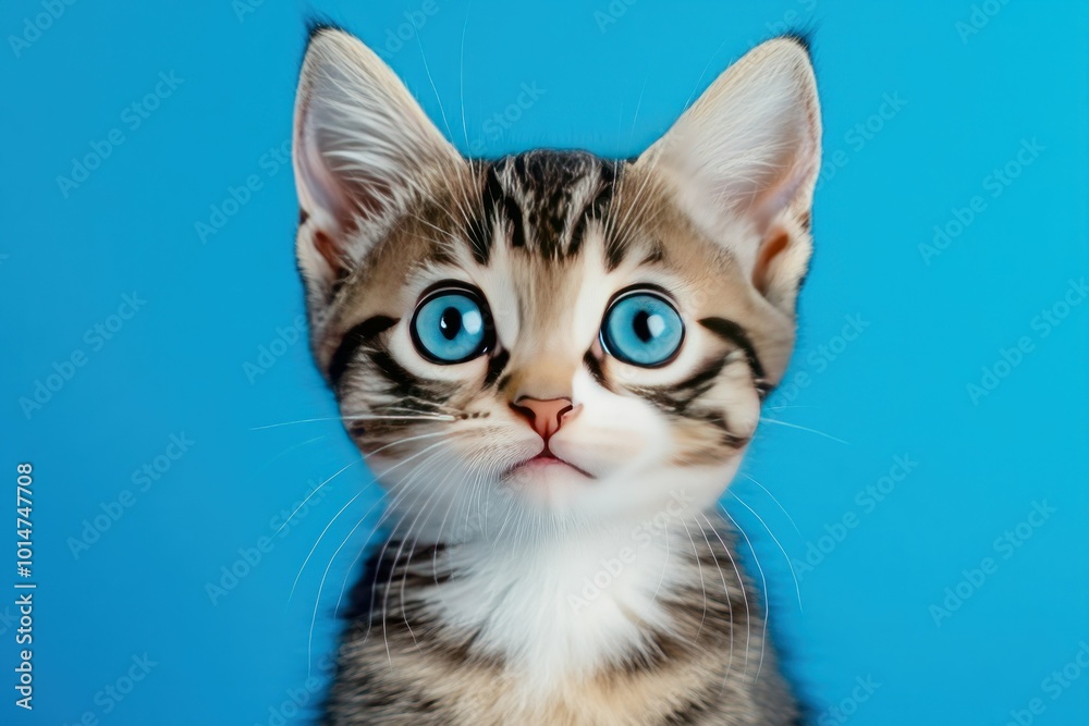 Playful Kitten Closeup with Striking Blue Eyes Playful Kitten Closeup with Striking Blue Eyes