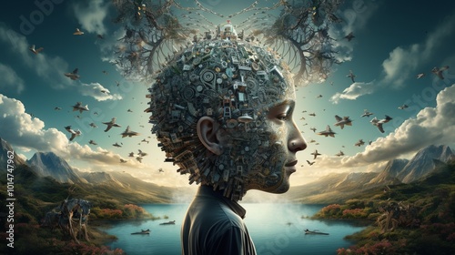 a surreal dreamscape, with fantastical elements and a blend of reality and imagination 