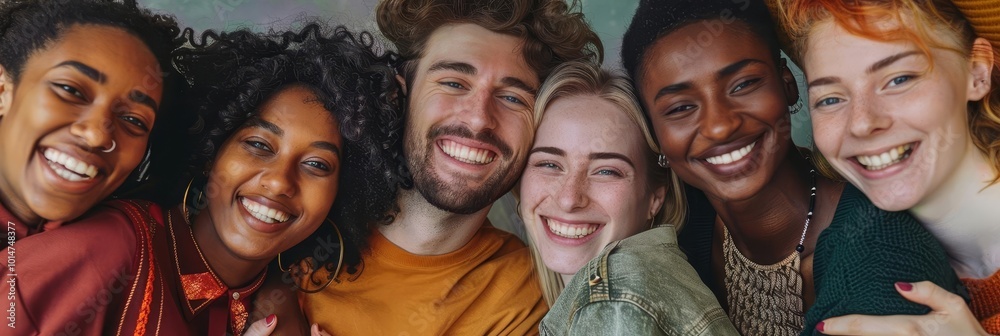 Group of diverse friends smiling together. Group of diverse friends smiling together.