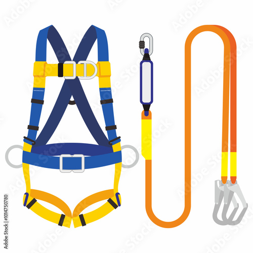 Full body harness. Safety gear of protective equipment for work at height to avoid fall. Fall protection in industrial and construction.