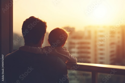Heartwarming Moment Between Father and Child at Sunset