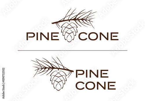 Pine cone stalk branch logo icon vector design illustration