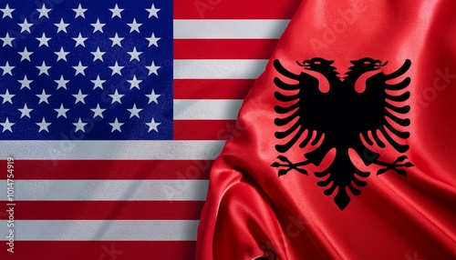 アメリカの国旗とアルバニアの国旗(America flag & Albania flag.)
 photo