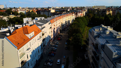 view city from the height of modern wish development architecture Europe Wroclaw Poland