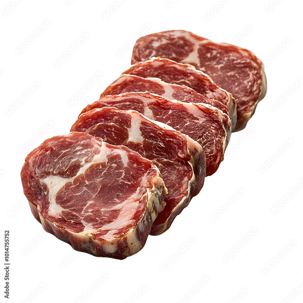 Freshly sliced ribeye steaks on transparent background for culinary concepts Freshly sliced ribeye steaks on transparent background for culinary concepts
