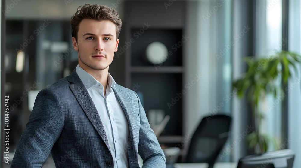 Portrait of a Confident Young Man in a Suit and White Shirt Portrait of a Confident Young Man in a Suit and White Shirt
