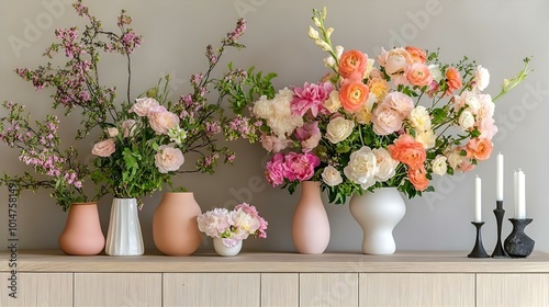 Wallpaper Mural A beautiful floral arrangement of pink flowers in a glass vase on a table by the window, perfect for home decor Torontodigital.ca