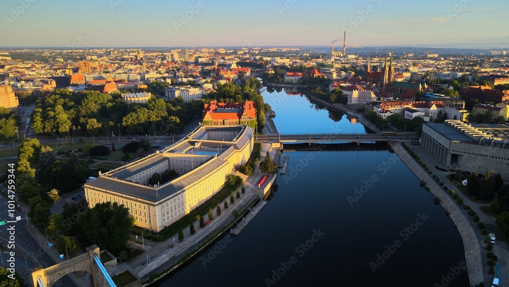 Obraz premium city Europe beautiful top view aerial photography of Wroclaw Poland