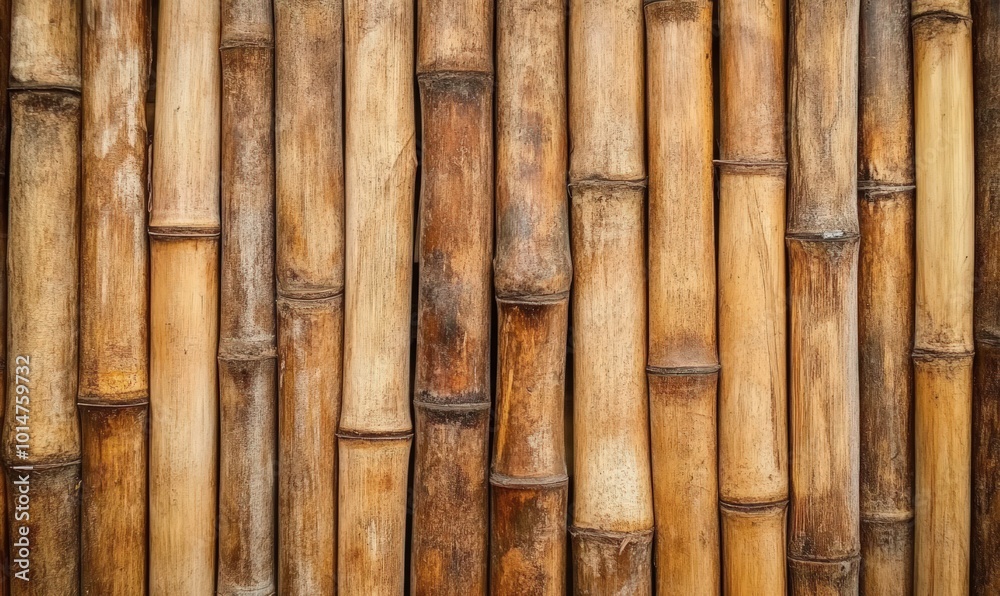 Close up view of a natural bamboo fence or wall. Close up view of a natural bamboo fence or wall.
