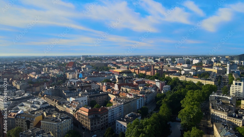 Obraz premium city Europe beautiful top view aerial photography of Wroclaw Poland