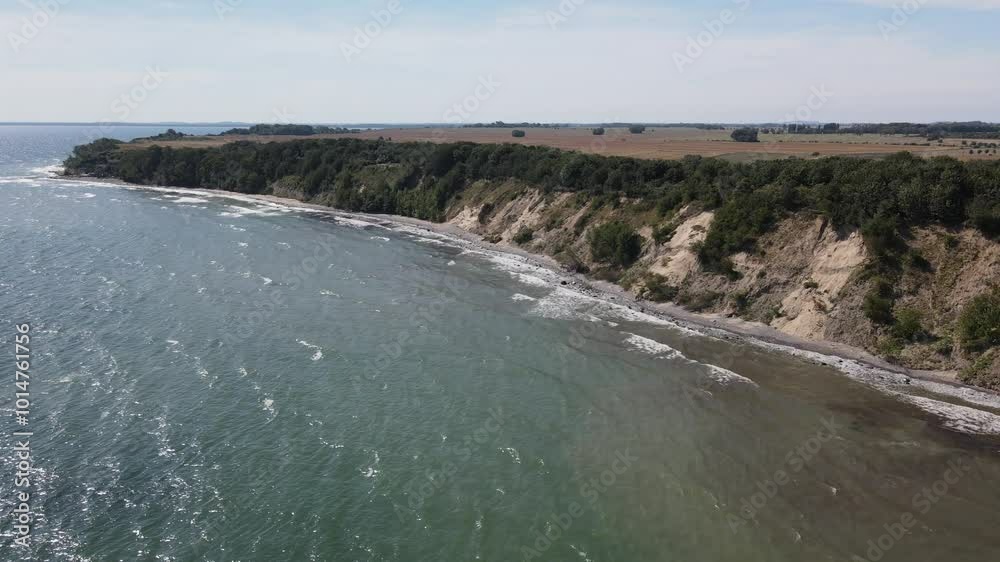 Fly over across the Rügen Island by passing the chalk cliffs and the Baltic ocean during summer time Fly over across the Rügen Island by passing the chalk cliffs and the Baltic ocean during summer time