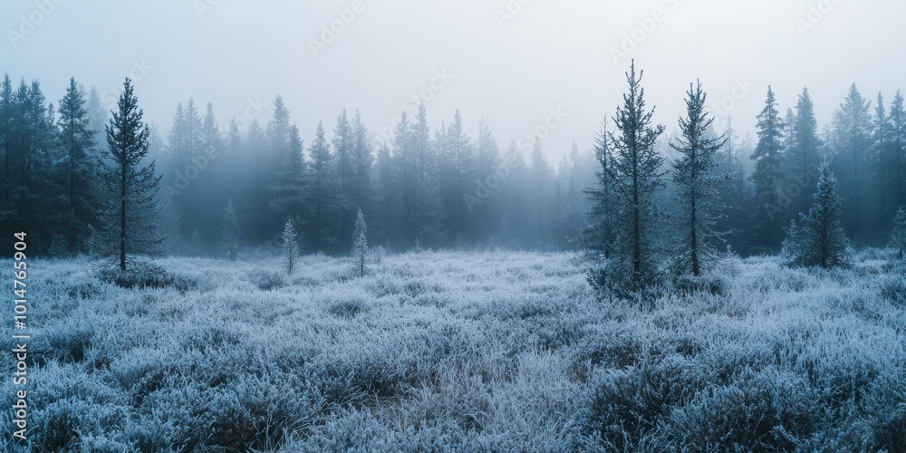 A serene winter landscape featuring frosted trees and a misty atmosphere, evoking tranquility and solitude in nature. A serene winter landscape featuring frosted trees and a misty atmosphere, evoking tranquility and solitude in nature.