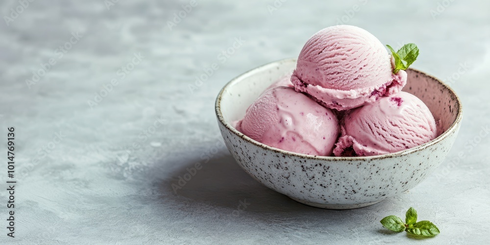 Delicious pink ice cream scoops served in a bowl, perfect for summer desserts and sweet indulgence.