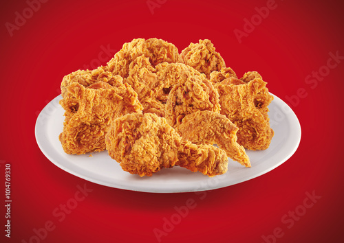 crispy fried chicken in a red background