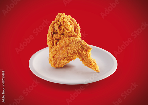 crispy fried chicken in a red background