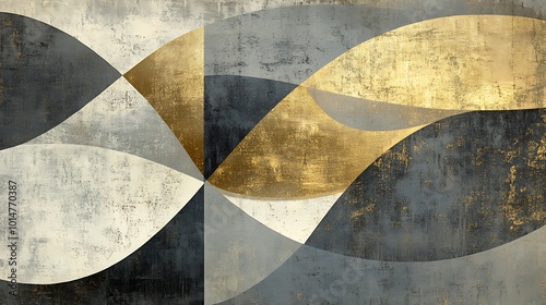 Intricate abstract design of fragmented shapes flowing gracefully through muted tones and textures background