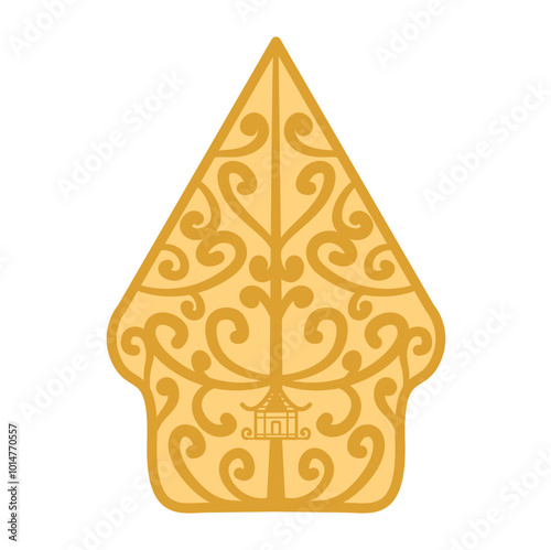 Vector illustration for golden gunungan wayang design, Indonesian Javanese culture