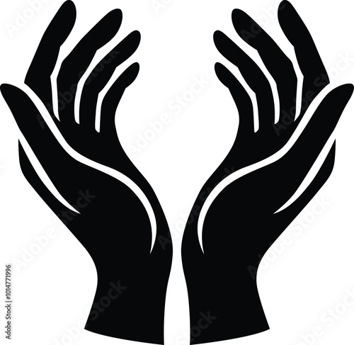 Cupped Hands Silhouette Symbolizing Care and Support vector graphics 