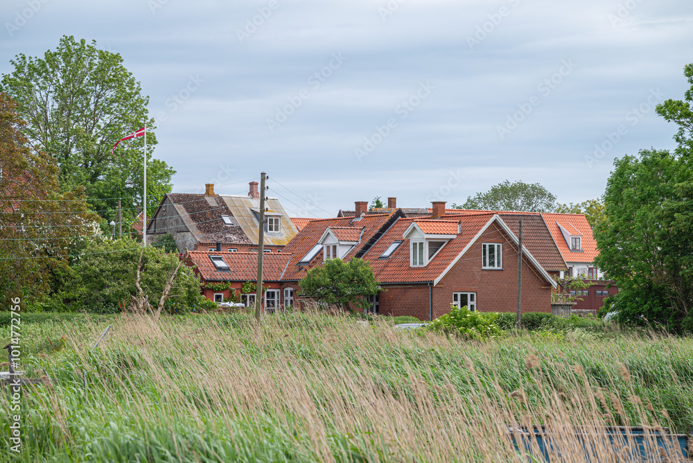 Houses on island of Nyord in Denmark Houses on island of Nyord in Denmark