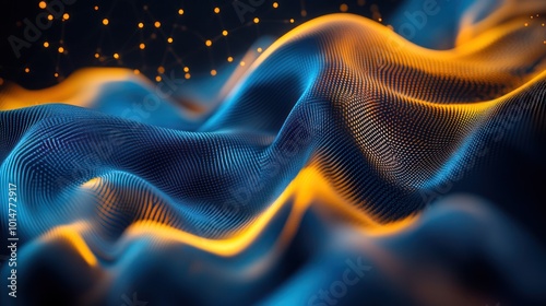 Wallpaper Mural Abstract waves of blue and orange with a digital feel, suggesting motion and energy. Torontodigital.ca