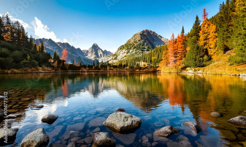 autumn in the mountains, lake in the mountains