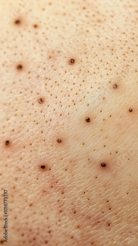 Close-Up Macro View of Acne Blackhead with Skin Pitting, Discoloration, and Enlarged Pores photo