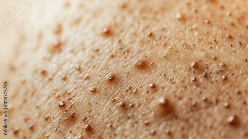 Macro Shot of Acne Blackhead on Pitted and Discolored Skin with Close-Up Detail of Skin Texture and Pores photo