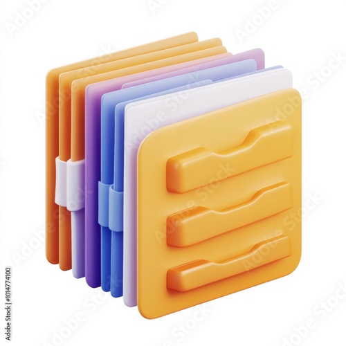documents 3d icon in cartoon style