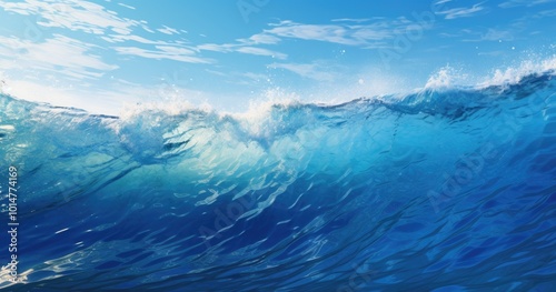 Wallpaper Mural A beautiful photorealistic view of the sea surface, with waves breaking and splashing water, capturing intricate details in shades of blue and white Torontodigital.ca