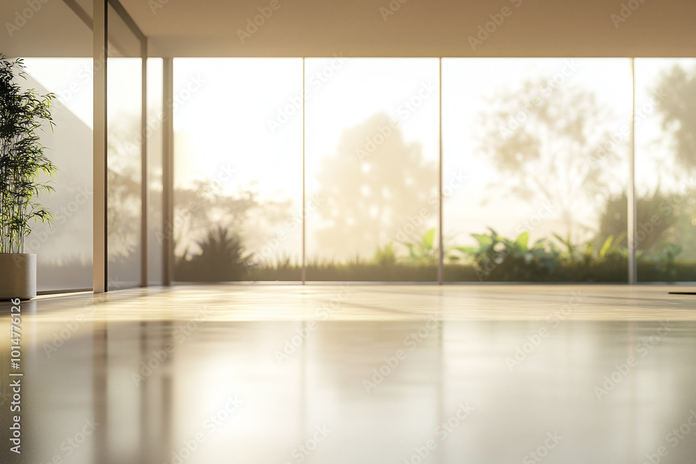 Blurry Empty Office Space with Large Windows Blurry Empty Office Space with Large Windows