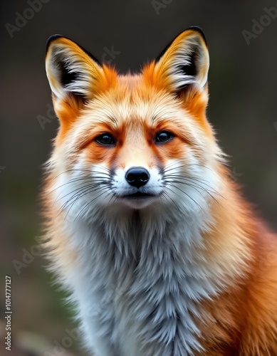 a fox with a white whiskers and a black nose.