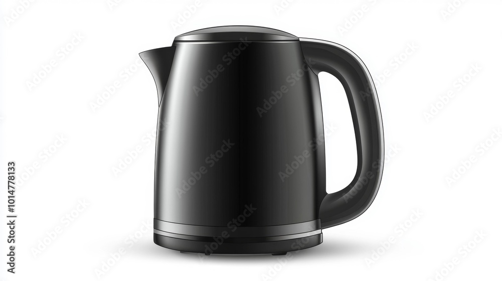 Black electric kettle on a white background modern appliance for boiling water sleek design for kitchen and household use. Generative AI Black electric kettle on a white background modern appliance for boiling water sleek design for kitchen and household use. Generative AI