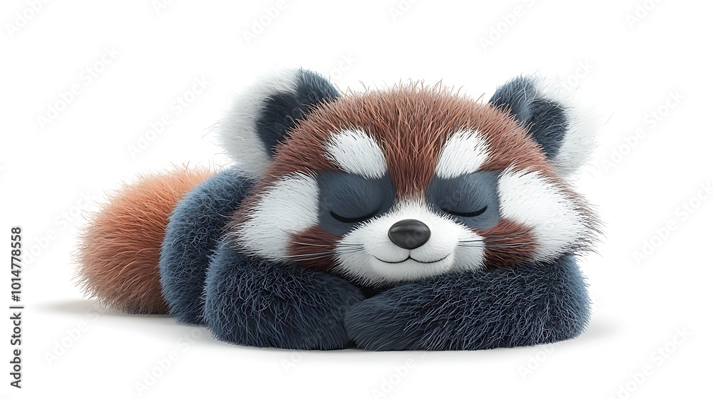 Obraz premium Cute Red Panda Sleeping Cartoon Illustration Animal Character Design