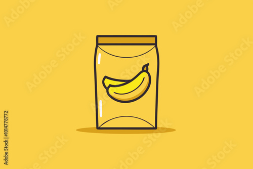 Banana Chips Hand Drawn Vector package, banana in cover stock vector illustration