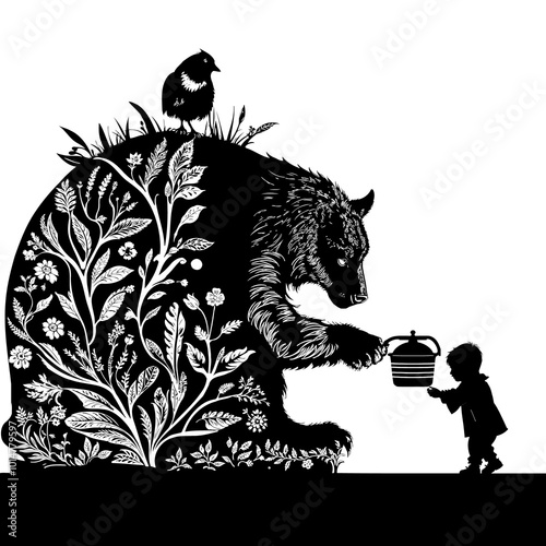 Simple silhouette of nature's gifts on transparent background.