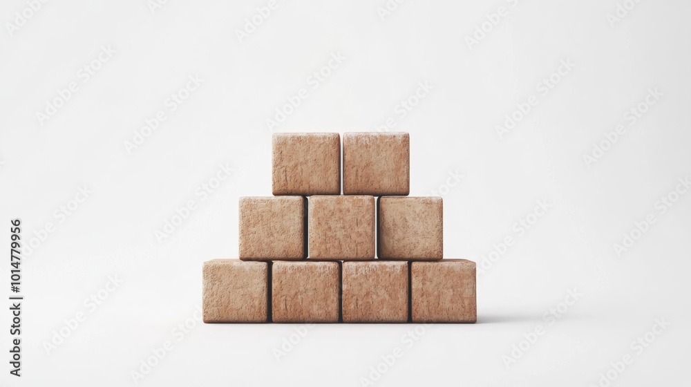 Realistic hammer-shaped building blocks stacked on a white background close-up and isolated. Generative AI Realistic hammer-shaped building blocks stacked on a white background close-up and isolated. Generative AI