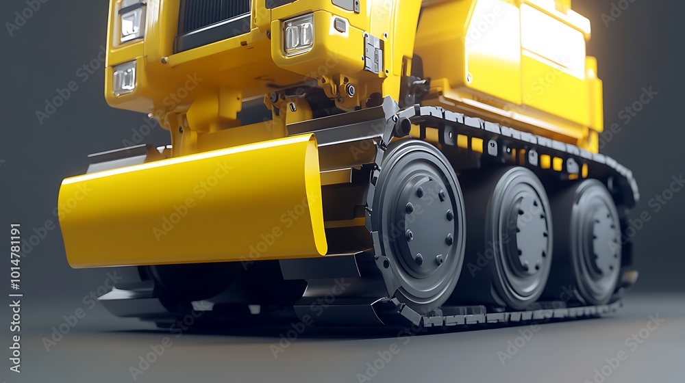 Close-up of a Yellow Construction Vehicle's Tracks Close-up of a Yellow Construction Vehicle's Tracks