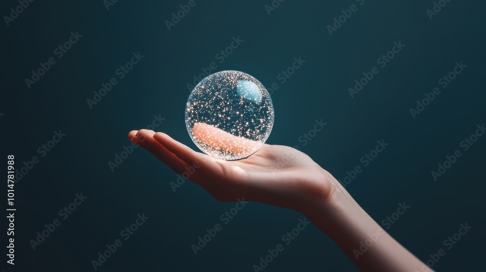 A hand holding a glowing orb, representing the power of the mind to create and manifest ideas. A hand holding a glowing orb, representing the power of the mind to create and manifest ideas.
