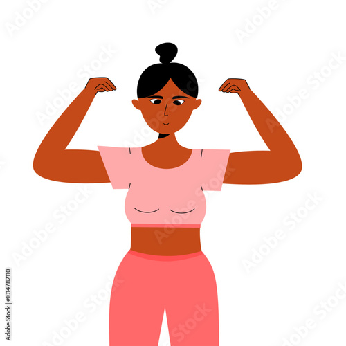 Illustration character of a woman exercising to strengthen her arm