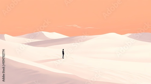  Pink and white desert landscape illustration poster background 