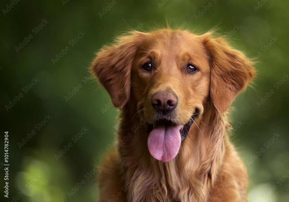 Selective focus shot of an adorable golden retriever outdoors Selective focus shot of an adorable golden retriever outdoors