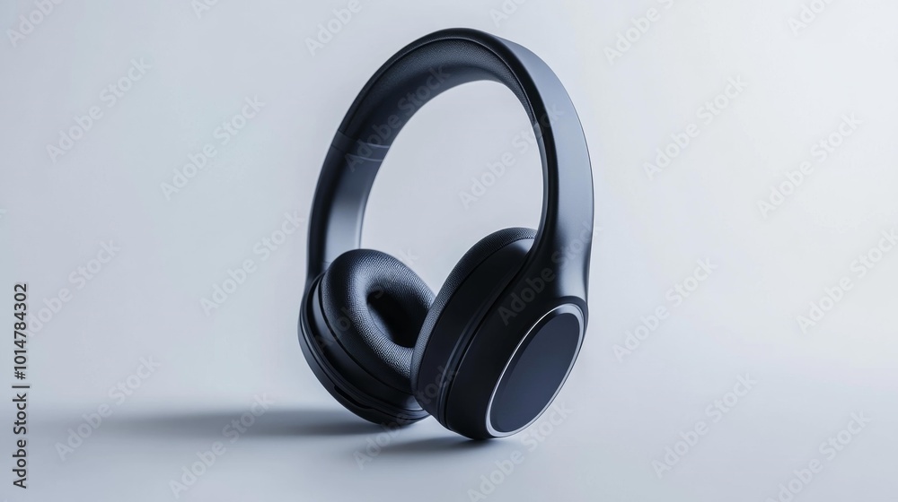 Wireless headphones in sleek black design on a white background modern audio accessory for music lovers. Generative AI Wireless headphones in sleek black design on a white background modern audio accessory for music lovers. Generative AI