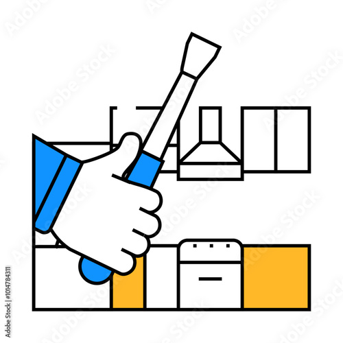 kitchen unit repairs line icon vector. kitchen unit repairs sign. isolated symbol illustration
