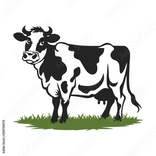 Cow Silhouette Vector Icon Color on White Background