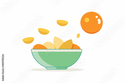 Bowl of potato chips and levitation potato chips vector stock photo