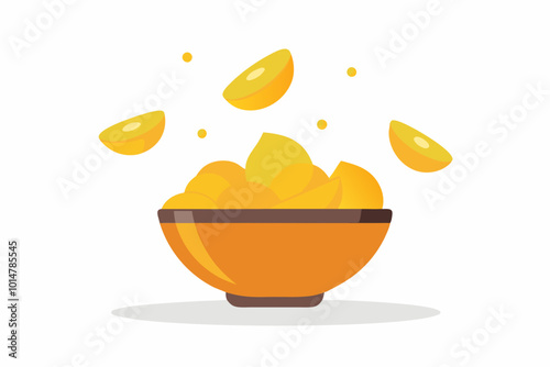 Bowl of potato chips and levitation potato chips vector stock photo