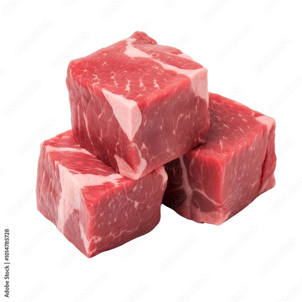 Fresh Cuts of Beef Cubes Ready for Cooking and Preparation. Fresh Cuts of Beef Cubes Ready for Cooking and Preparation.
