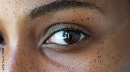 Extreme Close-Up of Melasma on Forehead with Emphasis on Dark Hyperpigmentation for Dermatological Education photo