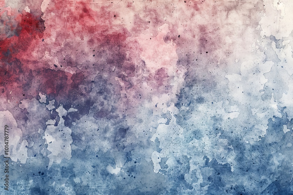 Obraz premium A vibrant abstract watercolor texture featuring red, blue, and purple hues with a grunge style background, perfect for artistic and creative projects.
