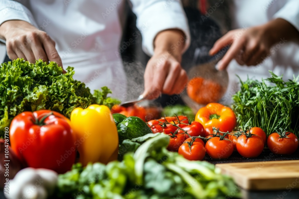 A Vibrant Display of Fresh Vegetables with Steam Rising A Vibrant Display of Fresh Vegetables with Steam Rising